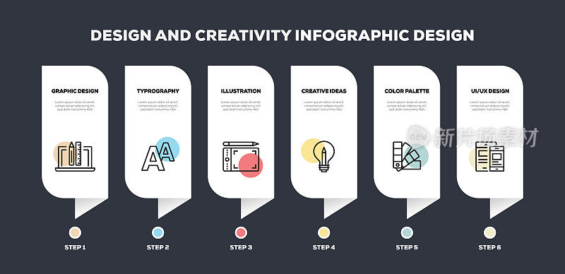 Design and Creativity Related Line Infographic Design